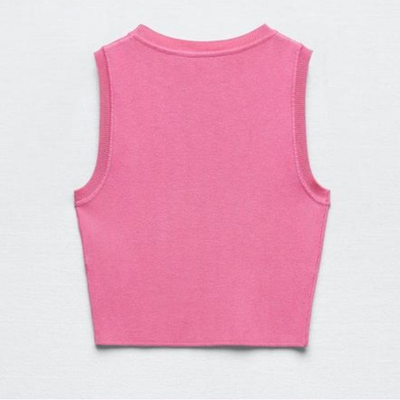 Zara - Pink Crop Knit Top - Picture 2 of 5